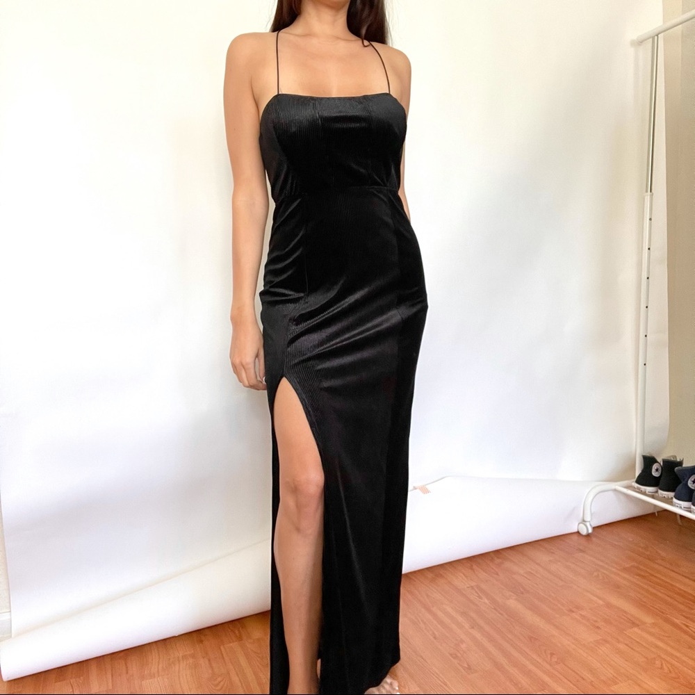 velvet black maxi dress